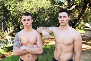 Stud with a dildo in his ass