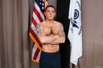 Hairy chest guy showing his cock