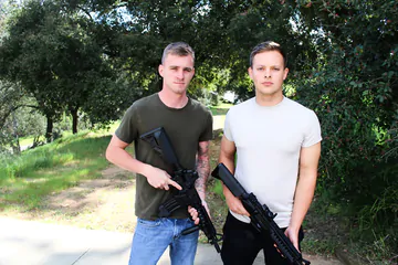 Hot guys with guns having sex