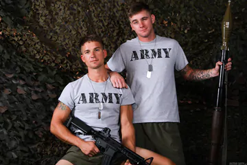 Army dudes fucking in a tent