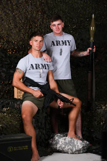 Army dudes fucking in a tent