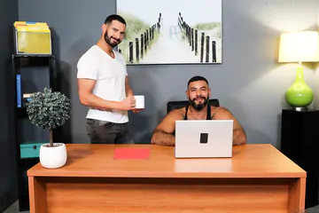 Horny bear rimming and fucking