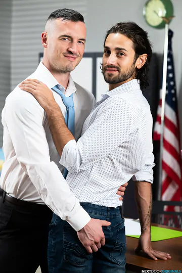 Guys in a classroom having sex