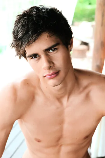 Dark haired hottie with a hairy dick