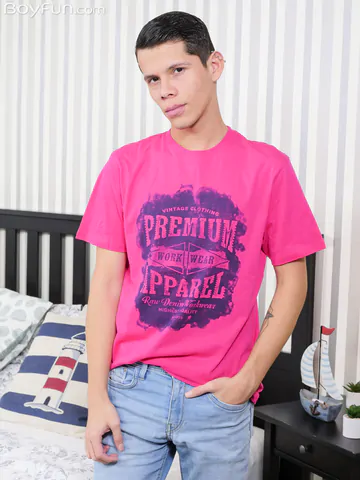 Boy showing off his hairy cock