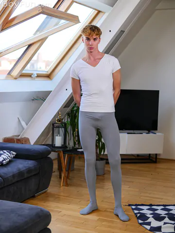 Handsome tall twink getting naked