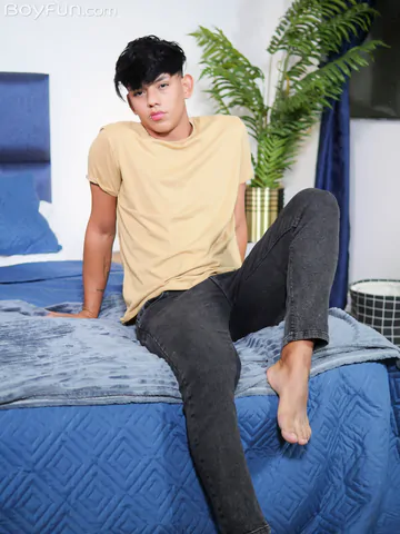 Latino boy with a shaved dick