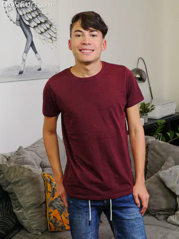 Gay boy with a long curved cock