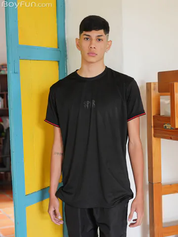 Sexy Latino boy with a curved cock