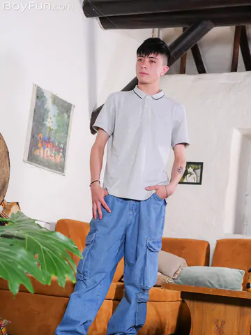 Handsome boy with a sexy banana cock