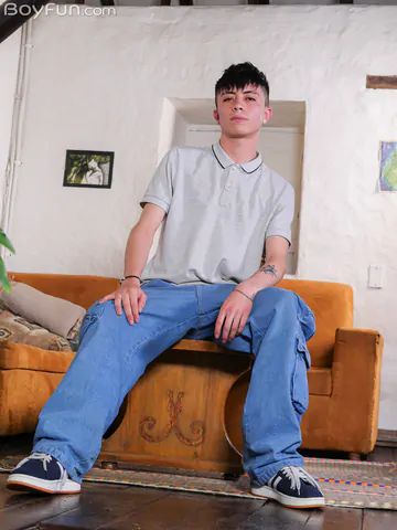 Handsome boy with a sexy banana cock