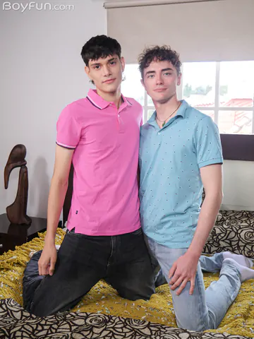 Curly haired boy getting boned