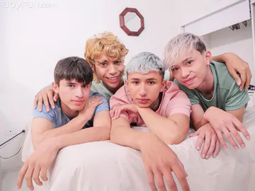 Cute Latino boys having a foursome