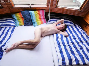 Twink with hairy feet showing dick