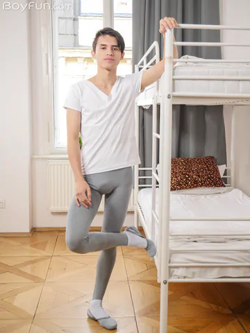 Handsome twink with a curved dick