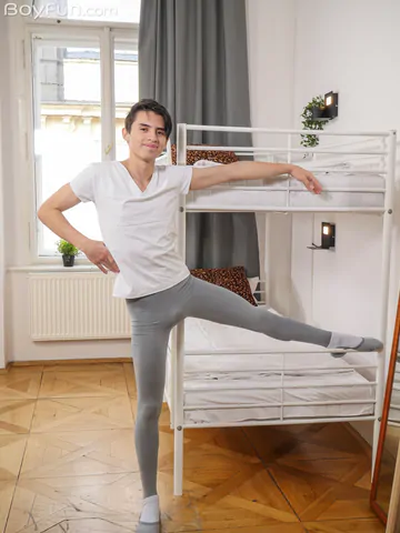 Handsome twink with a curved dick