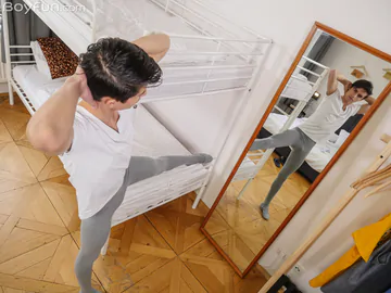 Handsome twink with a curved dick