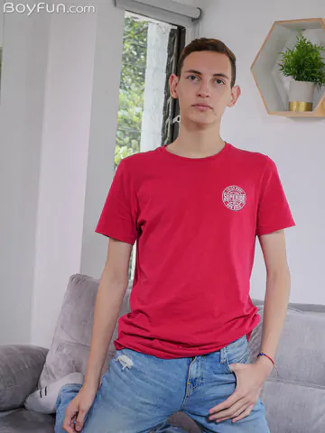 Twink with a very curved penis