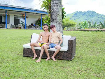 Latin twinks fucking in the garden