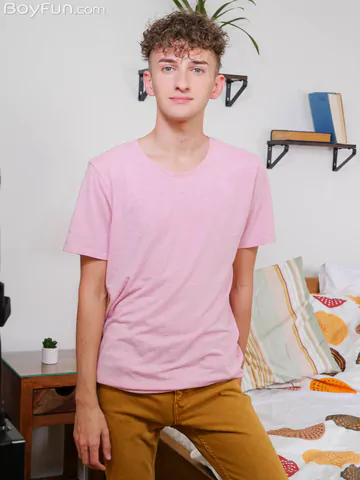 Curly haired guy with a fat dick