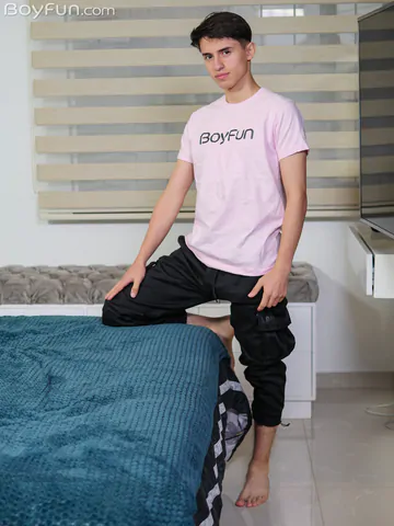 Cute Latino twink showing his package