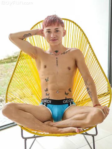 Latino boy with a shaved cock