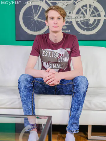 Pale skinny guy with a shaved cock