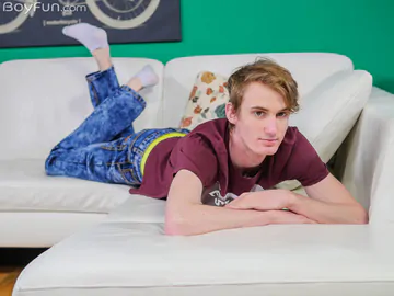 Pale skinny guy with a shaved cock