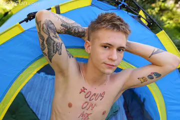 Big cock boy on a camping trip