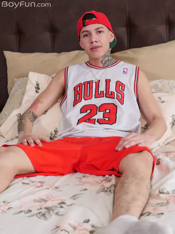 Tattooed boy with a thick penis