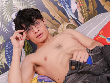 Handsome boy with a hairy tummy