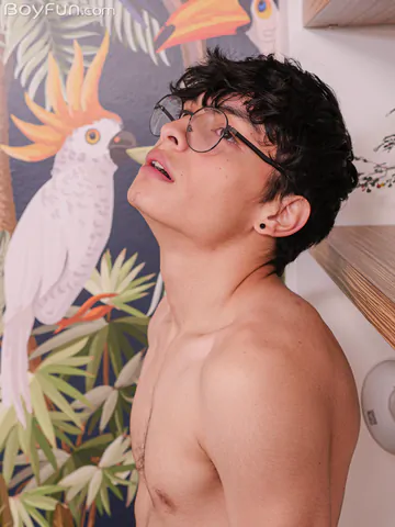 Handsome boy with a hairy tummy