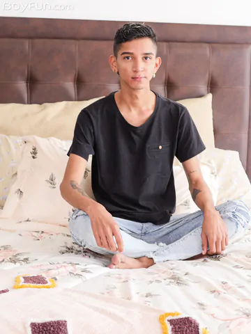 Skinny boy with a big snake cock