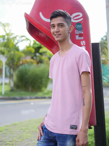 Skinny boy with a fat brown cock