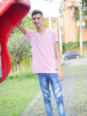 Skinny boy with a fat brown cock