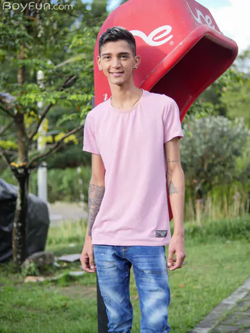 Skinny boy with a fat brown cock