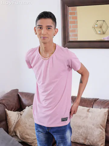 Skinny boy with a fat brown cock