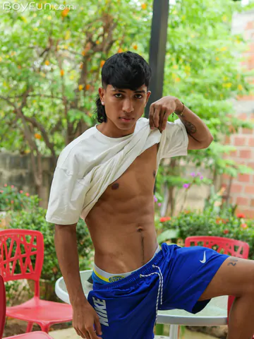 Boy with a big banana cock