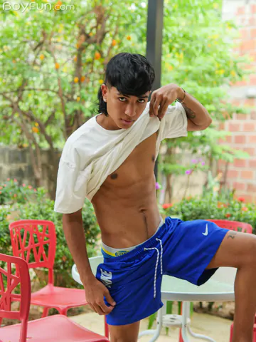 Boy with a big banana cock