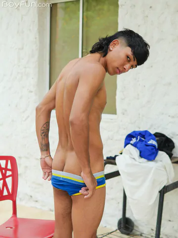 Boy with a big banana cock