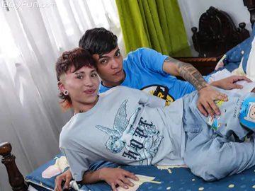 Tattooed Latino boys having sex