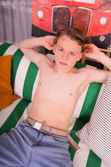 Handsome twink showing hard cock