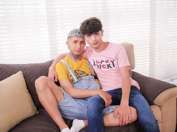 Flip fucking boys on a sofa