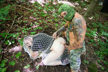 Trashy guys fucking in the woods