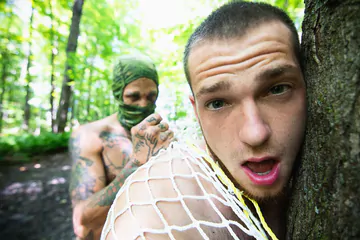 Trashy guys fucking in the woods
