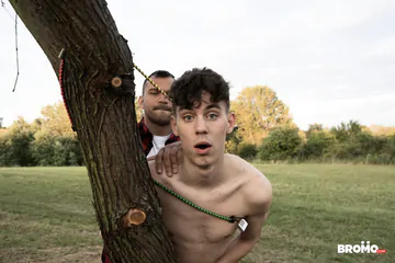 Hung boy getting fucked in a park