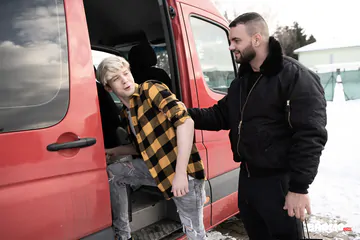 Boy getting fucked in a van