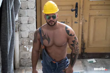 Boy getting fucked at a construction site