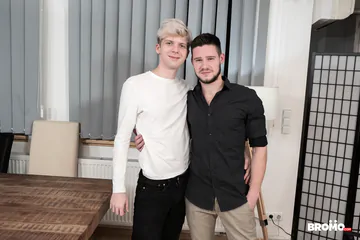 Blonde boy getting fucked on a table