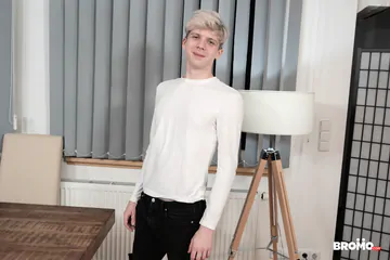 Blonde boy getting fucked on a table